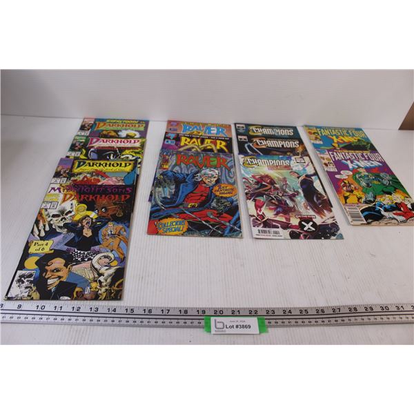 (12) Comic Books: (4) Darkhold (3) Raver (3) Champions, (2) Fantastic Four - X-Men