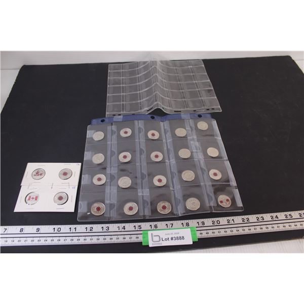 (20) Canadian Nickels from 2005-2010 in Sleeve, (4) Canada Remembers Nickels (Various Years)