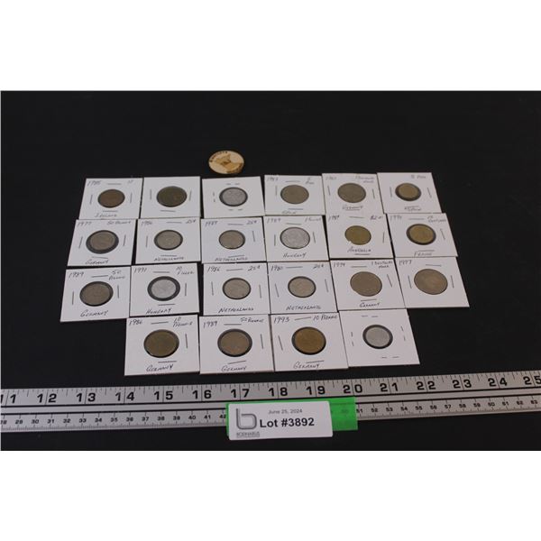 (22) European Coins From Germany, France, Hungry, Austria, Netherlands, Ireland, Spain (Various Year