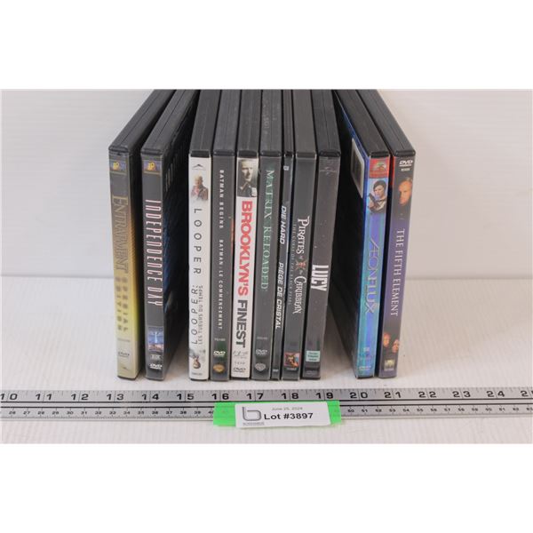 (11) DVDS: Independence Day, Looper, Batman Begins, Die Hard, Misc.
