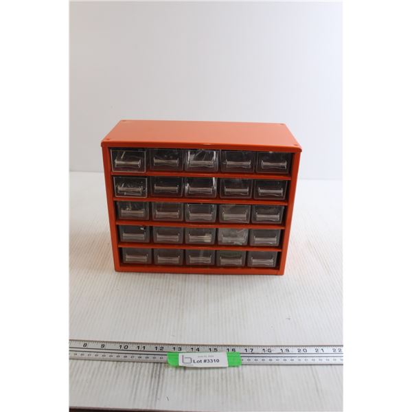 Orange Parts Bin with Hardware - (25) Drawers