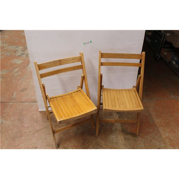 *(2) Oak Folding Chairs
