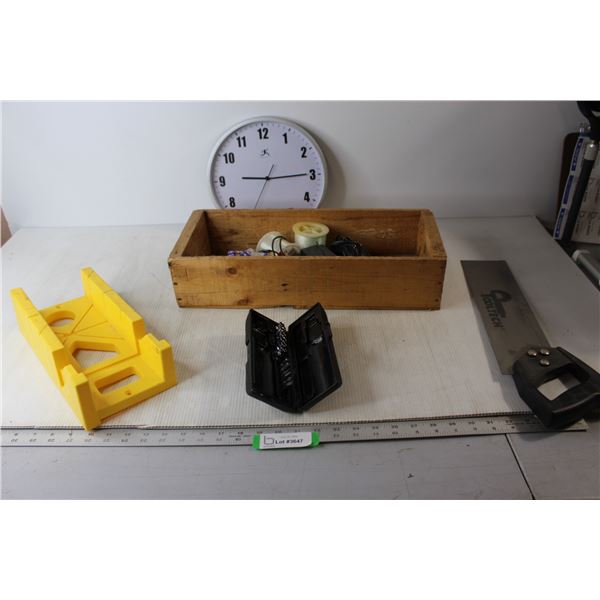 Hand Saw, Clock, Drill Parts, Misc.