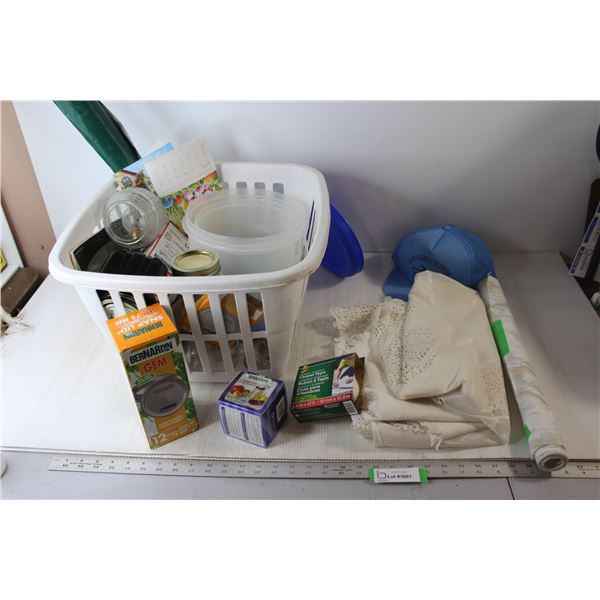 Hat, Carpet Tape, Table Cloth, Bernardin Snap Lids, Misc.