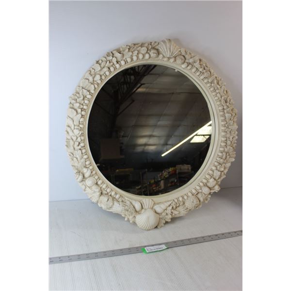 Seashell Framed Mirror - 24 1/2" Diameter
