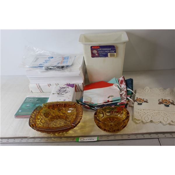 Printer Paper, Table Runner, Vanity Waste Basket, Misc.