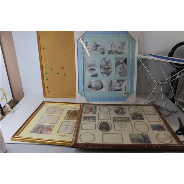 Foldable Seat, (3) Picture Frames, Corkboard