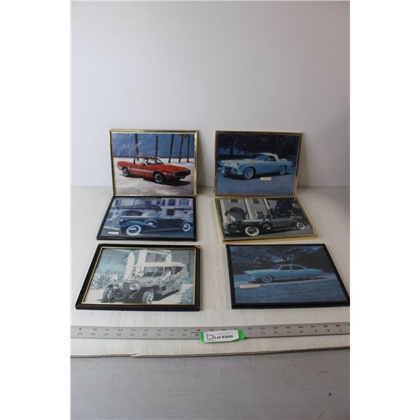 (6) Pictures of Cars in Frames - All 8" x 10"