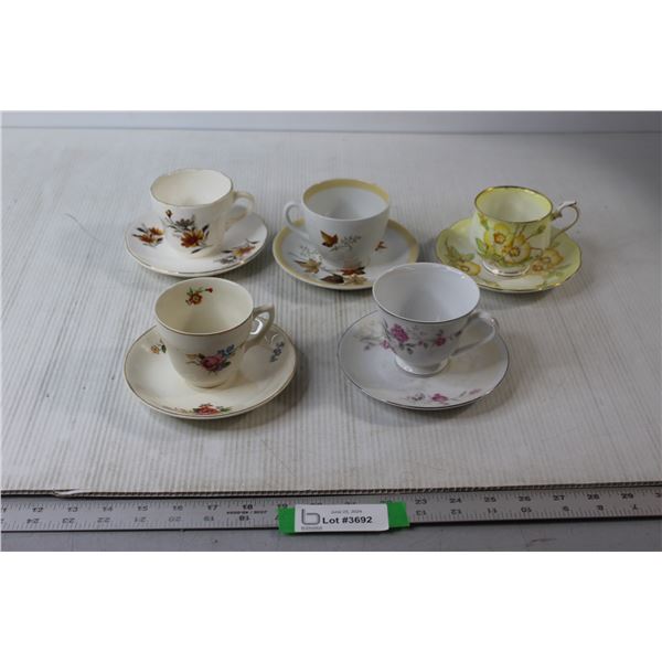 (5) Tea Cup & Saucer Sets - Royal Albert, Alfred Meakin
