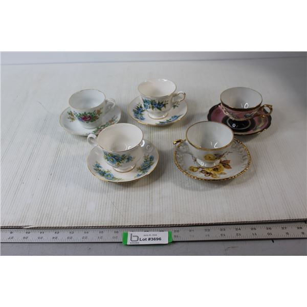 (5) Tea Cup & Saucer Sets - Crstle China, Westville