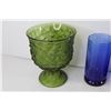 Image 3 : Blue Plate - Blue Glasses - Green Bowl - Green Vase/Dish