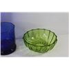 Image 4 : Blue Plate - Blue Glasses - Green Bowl - Green Vase/Dish