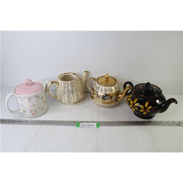 (4) Teapots (one lid missing)