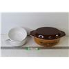 Image 1 : Pyrex Casserole Dish w/Lid - (2) Soup Bowls