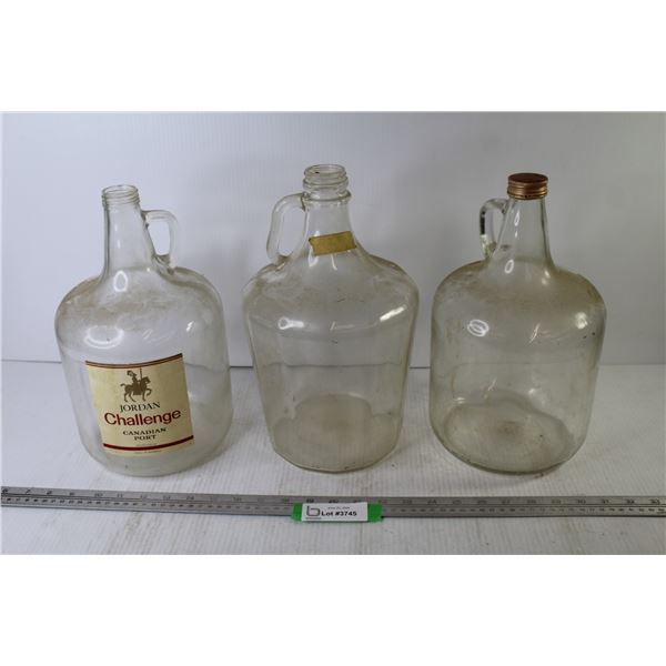 (3) Large Vintage Wine Bottles