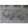 Image 3 : Thick Glass Candle Holders - (3) Matching Glass Ashtrays - (6) Matching Cups - Plastic Drinking Cups