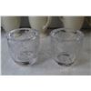 Image 4 : Thick Glass Candle Holders - (3) Matching Glass Ashtrays - (6) Matching Cups - Plastic Drinking Cups