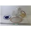 Image 1 : Vintage Platter w/Handles - Teapot - Glass Pitcher & Jar - Plate w/Pear Pattern