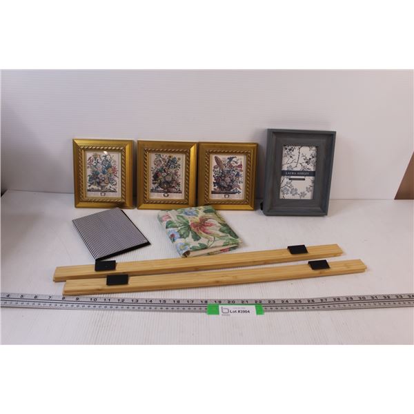 (4) Wooden Frames, (2) Photo Albums, (2) Wooden Poster Hangers