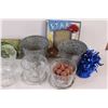 Image 2 : Lot of: (5) Glass Sundae Dished, (2) Hanging Candle Holders, (2) Metal Planters, (3) Square Plates, 