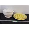 Image 1 : Soup Tureen w/Lid & (2) Plaid Serving Plates