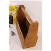 Image 3 : Wooden Tool Box, Hammer, Square, (3) Plastic Drop Sheets, Shop Parts Organizer, Misc.