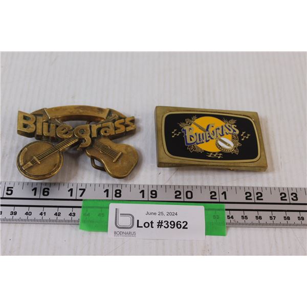 (2) Solid Brass Bluegrass Belt Buckles