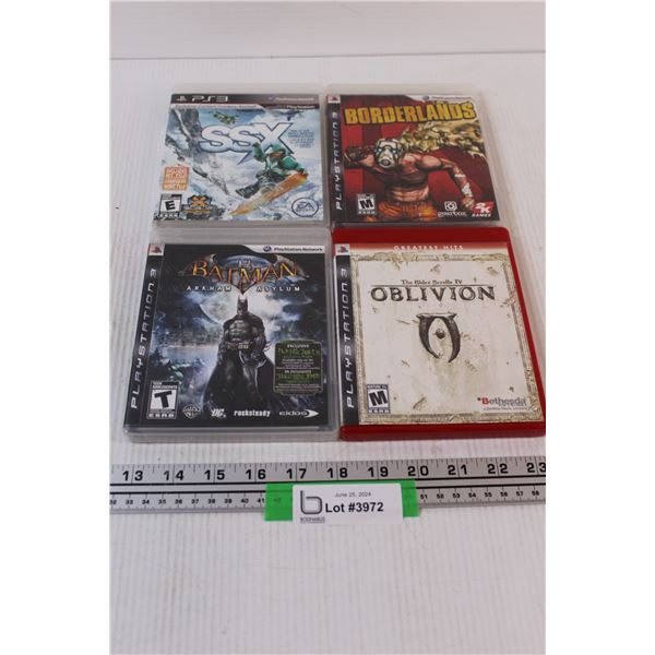(4) PlayStation 3 Video Games: SSX, Borderlands, Batman, Oblivion