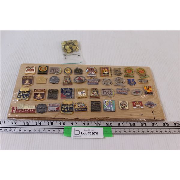 (40) Lapel Collector Pins Board