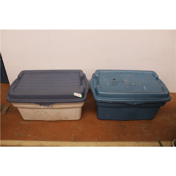 *(2) Rubbermaid Hinged Lid Totes - 32" x 19 1/2" x 17"H