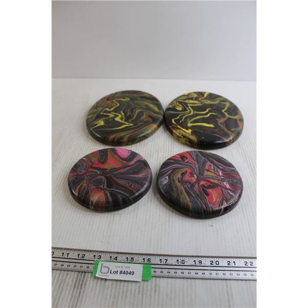 (4) Wooden Abstract Art Pieces