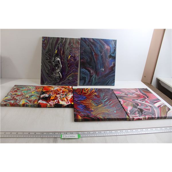 (6) Canvas Abstract Art Pieces