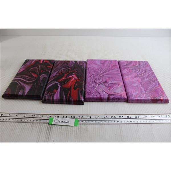 (4) Wooden Abstract Art Pieces