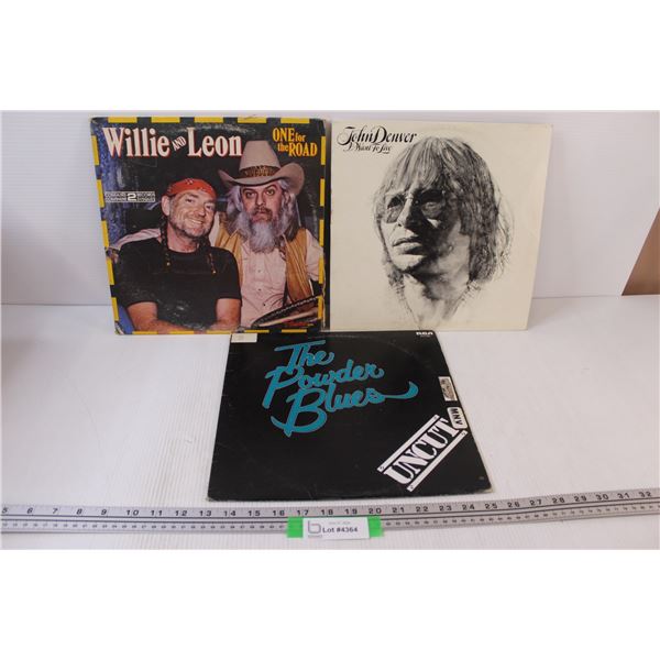 (3) Records: Willie Nelson, John Denver, The Powder Blues