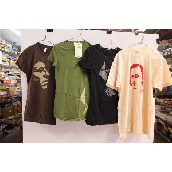 (4) T-Shirts: (2) Size L (1) XL (1) Small