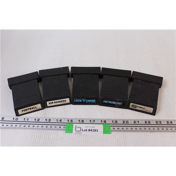 (5) Atari Video Games: Football, Lock n Chase, Air Raiders, Astroblast, Adventures of Tron