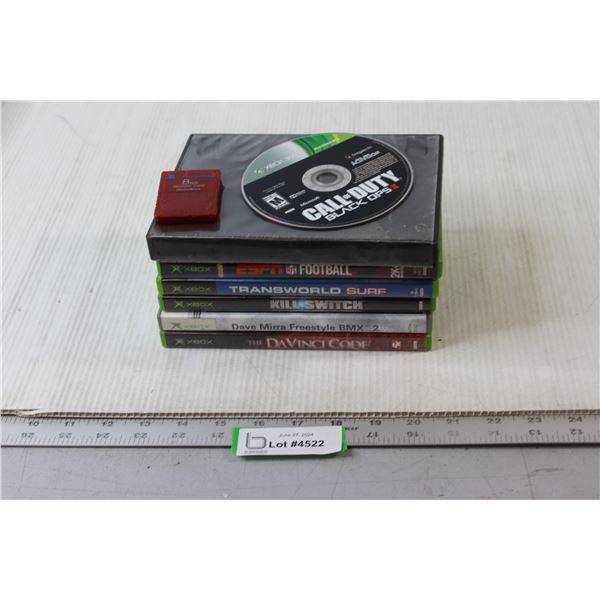 8 MB Memory Card, (6) Xbox Games - Call of Duty Black Ops, Hill Switch