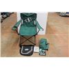 Image 1 : Saskatchewan Roughriders Lawn Chair, New Rain Poncho, Sign, and Shoulder Carrying Bag