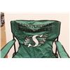 Image 2 : Saskatchewan Roughriders Lawn Chair, New Rain Poncho, Sign, and Shoulder Carrying Bag