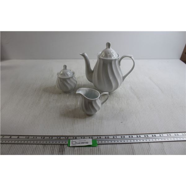 White Teapot, Cream, and Sugar