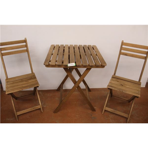 *(2) Folding Wood Chairs and Table - Table Measures 24" x 24" x 29"H