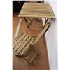 Image 5 : *(2) Folding Wood Chairs and Table - Table Measures 24" x 24" x 29"H