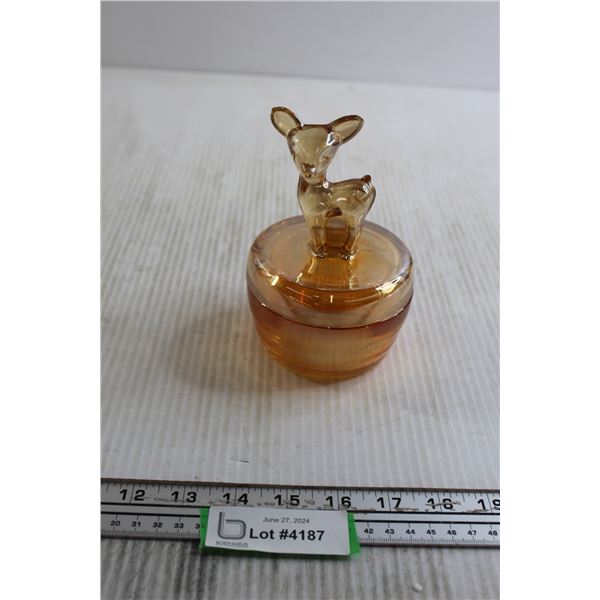 Carnival Glass Deer Trinket Dish