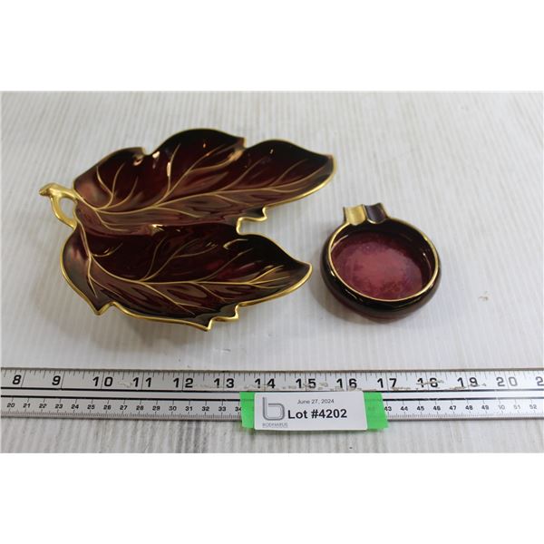Carltonware Rouge Royale Ashtray and Double Leaf Dish