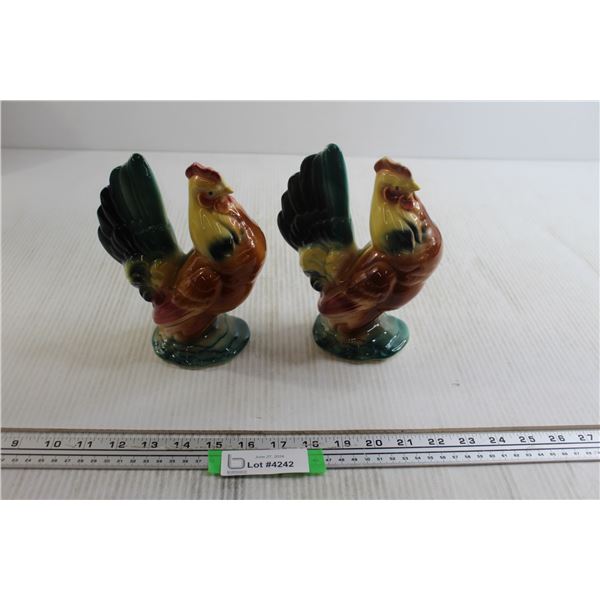 (2) Royal Copley Rooster Decorations