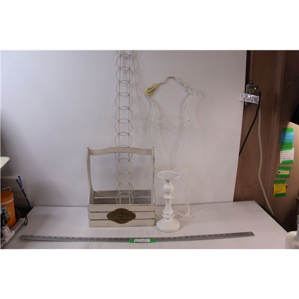 (4) Wood Flower Basket; Pedestal; 36" Card Holder; Plate Holder