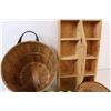 Image 2 : (5) Misc. Lot of: Wood Basket; Wood Tool Utensil Caddy; Egg Storage Container