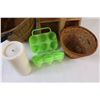 Image 3 : (5) Misc. Lot of: Wood Basket; Wood Tool Utensil Caddy; Egg Storage Container