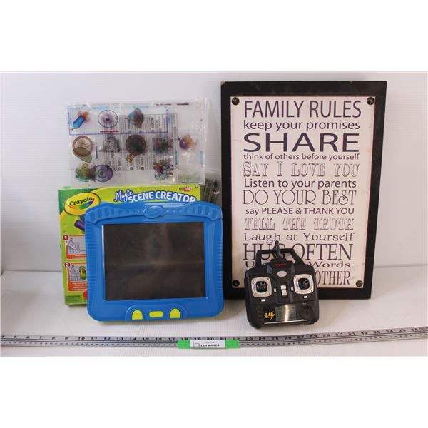 (2) Crayola Magic Scene Creator Used in Box; Family Rules Sign