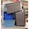 Image 1 : * (3) Storage Large Bins No lids & (3) Dark Blue Lids Fit Other Bins
